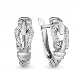 Серебряные серьги AQUAMARINE А49997А с фианитом А49997А фото