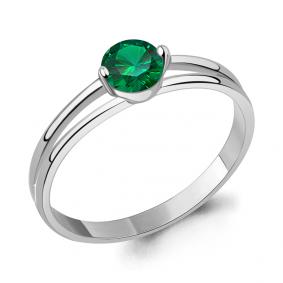 Серебряное кольцо AQUAMARINE А600059П с гидротермальным изумрудом А600059П фото