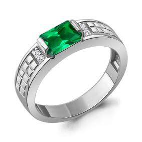 Серебряное кольцо AQUAMARINE А600124АГ с фианитом и гидротермальным изумрудом А600124АГ фото