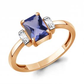Кольцо из золочёного серебра AQUAMARINE А600295603-п с фианитом и танзанитом А600295603-п фото