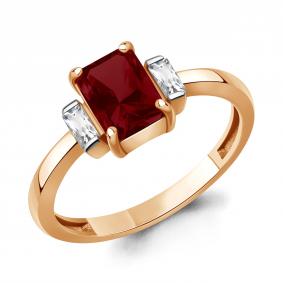 Кольцо из золочёного серебра AQUAMARINE А60029585-п с фианитом и гранатом А60029585-п фото