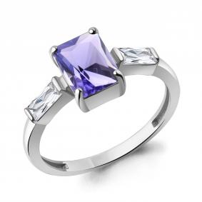 Серебряное кольцо AQUAMARINE А600296603 с фианитом и танзанитом А600296603 фото