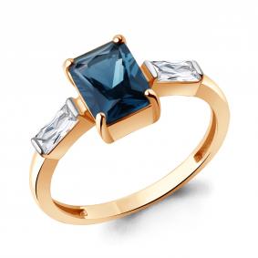 Кольцо из золочёного серебра AQUAMARINE А60029693-п с фианитом и Лондон топазом А60029693-п фото