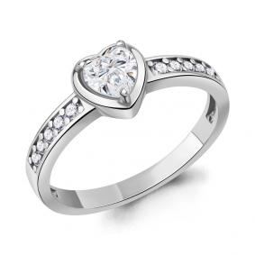 Серебряное кольцо AQUAMARINE А600406А с фианитом А600406А фото