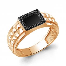 Кольцо из золочёного серебра AQUAMARINE А600467Ч-п с фианитом и ювелирным кристаллом А600467Ч-п фото