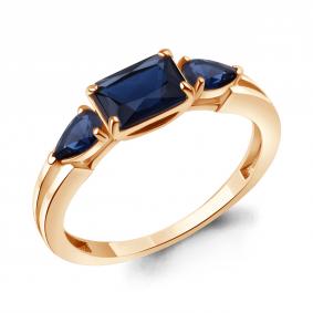 Кольцо из золочёного серебра AQUAMARINE А600485Н-п с гидротермальным сапфиром А600485Н-п фото