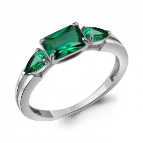 Серебряное кольцо AQUAMARINE А600485П с гидротермальным изумрудом А600485П фото