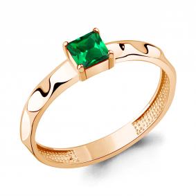 Кольцо из золочёного серебра AQUAMARINE А600623П-п с гидротермальным изумрудом А600623П-п фото