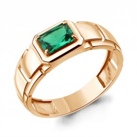 Кольцо из золочёного серебра AQUAMARINE А600988П-п с гидротермальным изумрудом А600988П-п фото