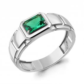 Серебряное кольцо AQUAMARINE А600988П с гидротермальным изумрудом А600988П фото