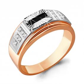 Кольцо из золочёного серебра AQUAMARINE А60634Ч-пк с фианитом А60634Ч-пк фото