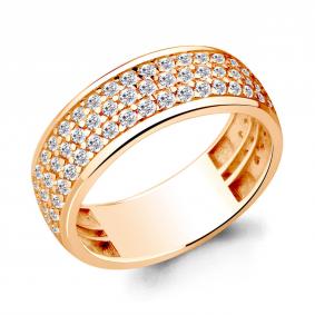 Кольцо из золочёного серебра AQUAMARINE А60975А-п с фианитом А60975А-п фото