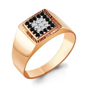 Кольцо из золочёного серебра AQUAMARINE А61003Ч-п с фианитом и ювелирным кристаллом А61003Ч-п фото