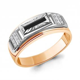 Кольцо из золочёного серебра AQUAMARINE А61007Ч-пк с фианитом А61007Ч-пк фото