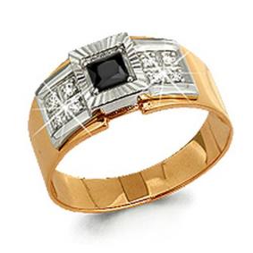 Кольцо из золочёного серебра AQUAMARINE А62050Ч-пк с фианитом А62050Ч-пк фото