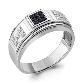 Серебряное кольцо AQUAMARINE А62066Ч с фианитом и ювелирным кристаллом А62066Ч фото