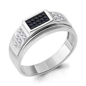 Серебряное кольцо AQUAMARINE А62068Ч с фианитом и ювелирным кристаллом А62068Ч фото