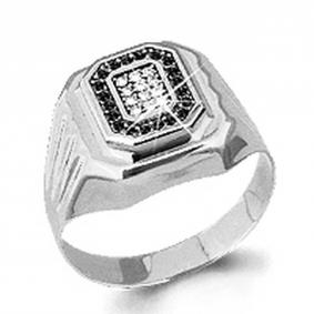 Серебряное кольцо AQUAMARINE А62084Ч с фианитом и ювелирным кристаллом А62084Ч фото