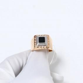 Кольцо из золочёного серебра AQUAMARINE А62108Ч-пк с фианитом А62108Ч-пк фото