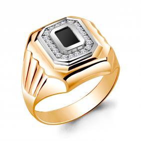 Кольцо из золочёного серебра AQUAMARINE А62110Ч-пк с фианитом А62110Ч-пк фото