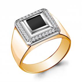 Кольцо из золочёного серебра AQUAMARINE А62125Ч-пк с фианитом А62125Ч-пк фото