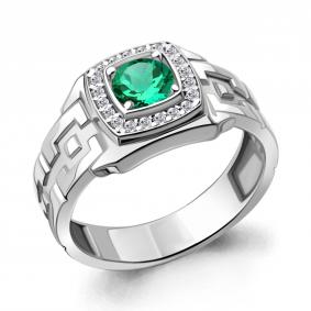 Серебряное кольцо AQUAMARINE А63217Г с фианитом и гидротермальным изумрудом А63217Г фото