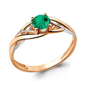 Кольцо из золочёного серебра AQUAMARINE А63893П-пк с гидротермальным изумрудом А63893П-пк фото