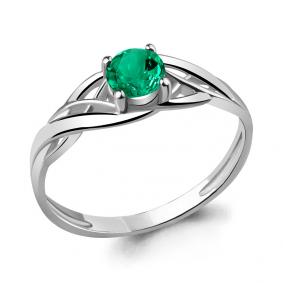 Серебряное кольцо AQUAMARINE А63893П с гидротермальным изумрудом А63893П фото