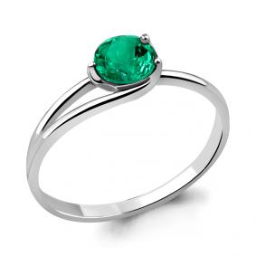 Серебряное кольцо AQUAMARINE А63895П с гидротермальным изумрудом А63895П фото