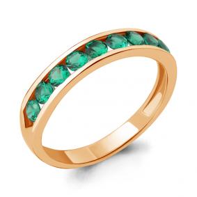 Кольцо из золочёного серебра AQUAMARINE А63897П-п с гидротермальным изумрудом А63897П-п фото