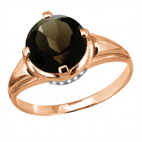 Кольцо из золочёного серебра AQUAMARINE А6394601А-п с фианитом и раухтопазом А6394601А-п фото