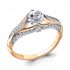 Кольцо из золочёного серебра AQUAMARINE А63973А-пк с фианитом А63973А-пк фото