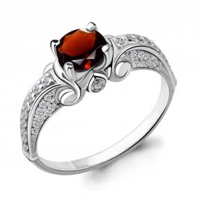 Серебряное кольцо AQUAMARINE А6397603А с фианитом и гранатом А6397603А фото