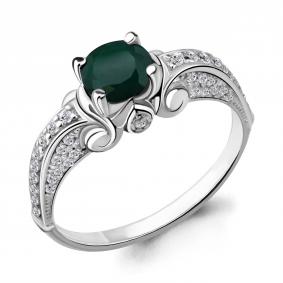 Серебряное кольцо AQUAMARINE А6397609А с фианитом и агатом А6397609А фото