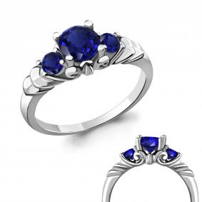 Серебряное кольцо AQUAMARINE А63983Н с гидротермальным сапфиром А63983Н фото