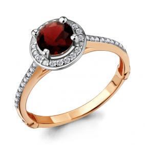 Кольцо из золочёного серебра AQUAMARINE А6398903А-п с фианитом и гранатом А6398903А-п фото