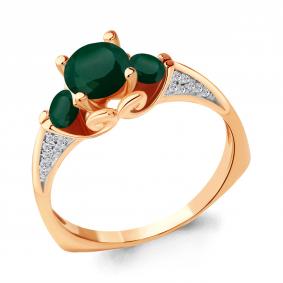 Кольцо из золочёного серебра AQUAMARINE А6399009А-п с фианитом и агатом А6399009А-п фото