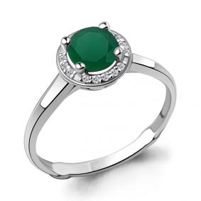 Серебряное кольцо AQUAMARINE А6399109А с фианитом и агатом А6399109А фото