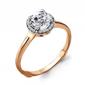 Кольцо из золочёного серебра AQUAMARINE А63991А-пк с фианитом А63991А-пк фото