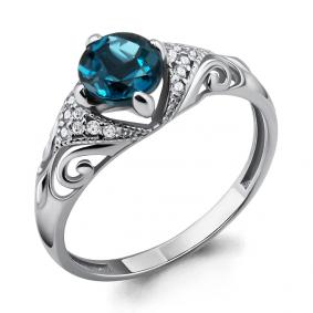 Серебряное кольцо AQUAMARINE А6399308А с фианитом и Лондон топазом А6399308А фото