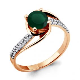 Кольцо из золочёного серебра AQUAMARINE А6399609А-п с фианитом и агатом А6399609А-п фото