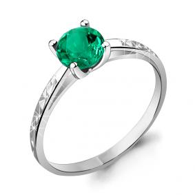 Серебряное кольцо AQUAMARINE А64000П с гидротермальным изумрудом А64000П фото