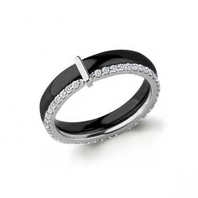 Серебряное кольцо AQUAMARINE А64456Ч с фианитом и керамикой А64456Ч фото