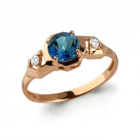 Кольцо из золочёного серебра AQUAMARINE А6448808-п с фианитом и Лондон топазом А6448808-п фото