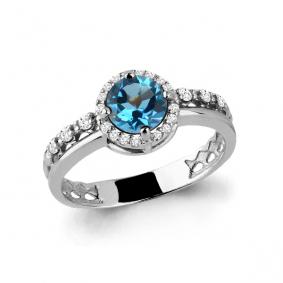 Серебряное кольцо AQUAMARINE А6449205А с топазом и фианитом А6449205А фото