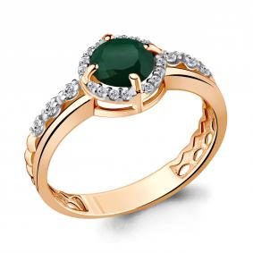 Кольцо из золочёного серебра AQUAMARINE А6449209А-п с фианитом и агатом А6449209А-п фото