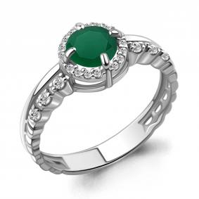 Серебряное кольцо AQUAMARINE А6449209А с фианитом и агатом А6449209А фото