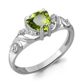 Серебряное кольцо AQUAMARINE А6449407А с фианитом и хризолитом А6449407А фото