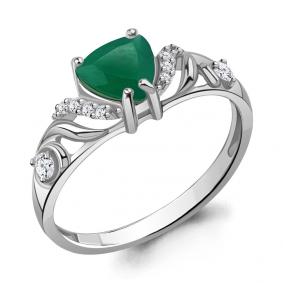 Серебряное кольцо AQUAMARINE А6449409А с фианитом и агатом А6449409А фото