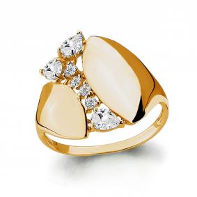Кольцо из золочёного серебра AQUAMARINE А64775А-п с фианитом А64775А-п фото